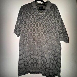 IZOD 90s style grey checkered polo shirt